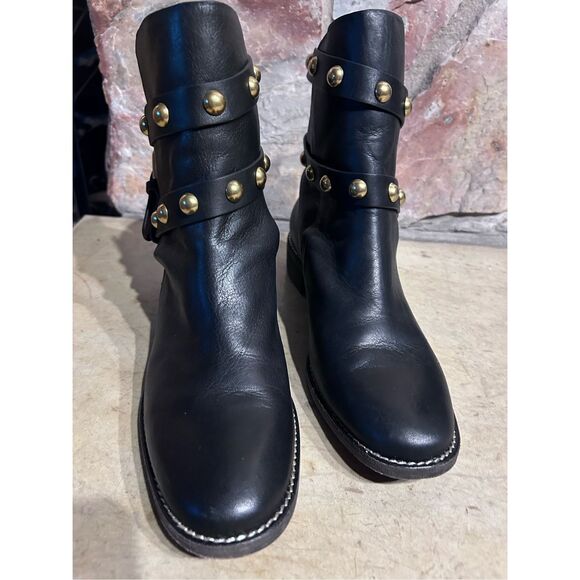 See by Chloe Studded Calf Skin Leather Ankle Booties Black Women's US Size 8 - Picture 7 of 12